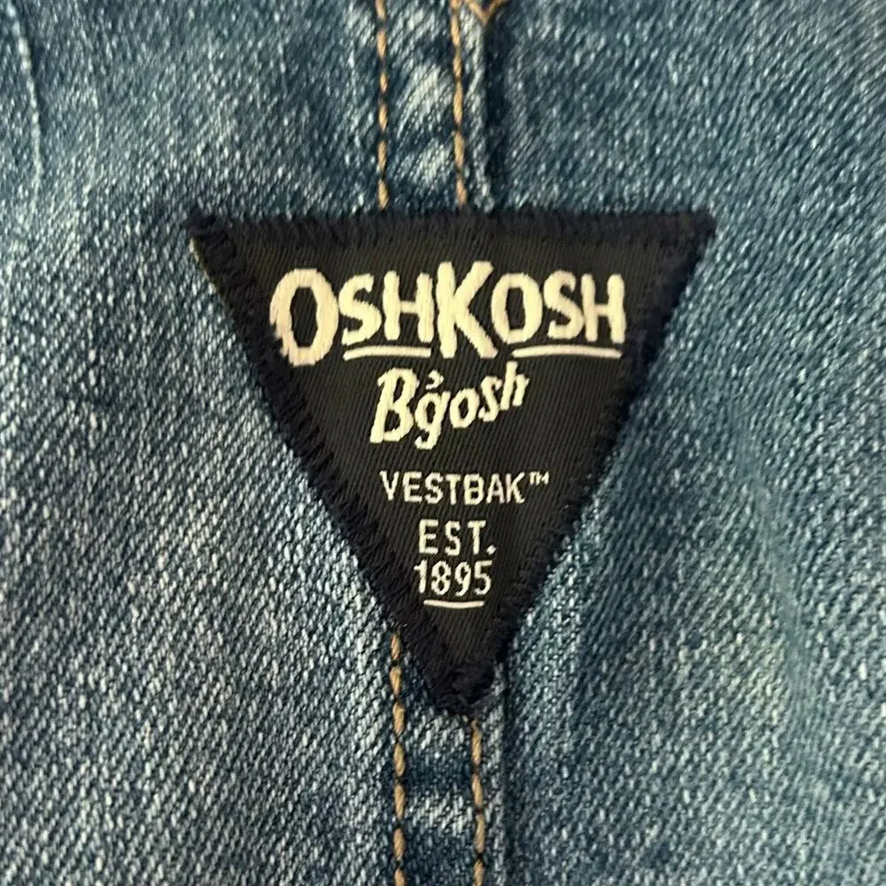 Oshkosh denim overalls bibs stripe straps Jean classic Y2K style pockets 9 mo